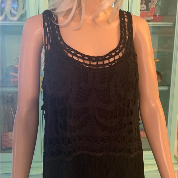 INC Black Fringe Crochet Top - Picture 4 of 7